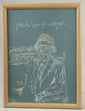 A PAINTED PORTRAIT ON CARD, with inscription by Faeq Hassan, drawing, sold Nov 2023