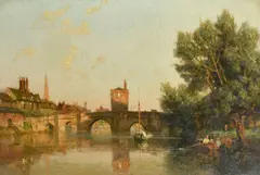 Afternoon Glow, St. Ives. Cambs by Frederick George Cotman, 1915, oil on canvas, offered Oct 2023
