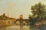Afternoon Glow, St. Ives. Cambs by Frederick George Cotman, 1915, oil on canvas, offered Oct 2023