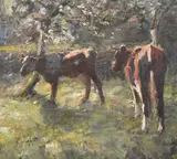 Nearly Milking Time by Harry Fidler, oil on canvas, sold Oct 2023