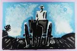 Colour print - crop-field with figure in cart pulled by Josef Herman Obe Ra limited edition, print, sold Jul 2021