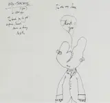 Thank You' note/letter with cartoon of a two headed man, inscribed by Ronald Searle, 1978, ink on paper, sold Jul 2021