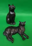 Resin Sculptures, 'Small Cat 5' and 'Small Cat 4', on Albany Gallery labels, 19cms long by Peter Close, Resin Sculptures, 'Small Cat, offered Jul 2021