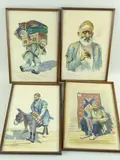 Watercolours - four depicting artisans including carpet seller by Demon Studio, 1948, watercolor, offered Jun 2021