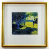 Trees at Nine Wells 1990' signed, 22 x 26cms, framed and glazed by Pete Daniels, print, sold Jun 2021