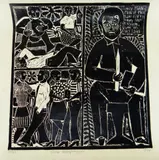 Limited edition by John Muafangejo, 1974, linocut on paper, sold Jun 2021