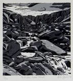 Twll Du, Cwm Idwal by Ann Lewis limited edition, linocut, sold Apr 2021