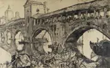 Old Bridge at Pavia by Frank Brangwyn Ra dry-point etching, etching, sold Apr 2021
