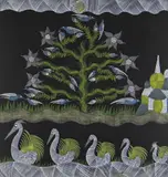 Birds by Scottie Wilson, mixed media on paper, sold Apr 2021