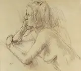 Louise' on Abbott & Holder label by Bernard Dunstan, pastel, sold Apr 2021