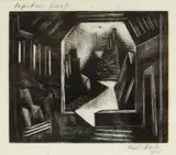 Rare wood engraving - The Hall of the Gibichungs by Paul Nash, engraving, sold Apr 2021
