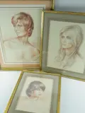 Pastels - three Levinson family portraits by Mary Bishop, 1970, oil, offered Mar 2021