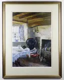 Colour print - interior of a Welsh cottage by Keith Andrew limited edition, print, offered Mar 2021