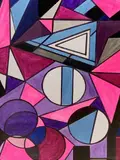 Colourful abstract in pinks by Shan Eccles, sculpture, sold Feb 2021