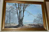oil on canvas, study featuring a solitary tree in scrub land by Sally Gaywood, oil on canvas, sold Aug 2018