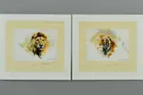 LIONS HEAD' and 'TIGERS HEAD by David Shepherd, pencil, sold Aug 2018