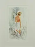 'A LOOK', an artist proof print 21/49 of a woman looking over her by Gordon King, print, sold Aug 2018