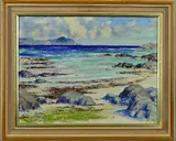 West Coast Seascape' an oil on board painting of a Scottish shoreline by John Cook, oil on board, sold Jul 2018