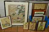 a collection of late 20th Century Japanese paintings on silk of figures and by Pictures And Prints, oil, sold Jul 2018