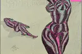 A pen and ink drawing by Juan Juan, 1975, ink, sold Jul 2018