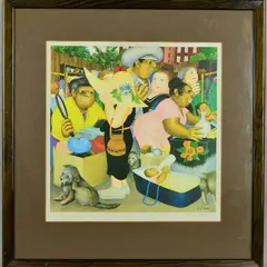 'Street Market', A Limited Edition print, signed in pencil and by Beryl Cook, print, sold Jul 2018