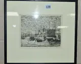HOUSE BEING BUILT BY A CROSSROADS, etching, signed in pencil by Allan Gwynne-Jones, etching, sold Jul 2018
