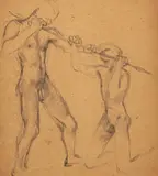 Male nude with arms back; Man leaning forward Three, all pencil 19.5 x 17cm; 16.5 x 11cm; 14.5 x 6cm (3) Provenance: Two men with a spear by Keith Vaughan, pencil, sold Nov 2017