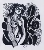 Apple Pickers; Eve Two, both pen and ink 9 x 8cm and 6.5 x 7.5cm (2) Both painted c by John Minton, ink, sold Nov 2017