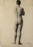 Study of male nude from the back Signed with initials and dated by Francis Edward Colthurst, 1900, Pencil, sold Nov 2017