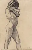 Naked Youth his head clasped in his arms Signed with initials lower by Ludwig von Hofmann, drawing, sold Nov 2017