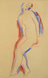 Nude study Blue and red chalks on buff paper 42 by Christopher Wood, Wood, sold Nov 2017