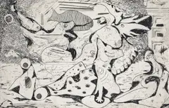 Amorphic Forms by Julian Trevelyan, Etching with aquatint, offered Nov 2017