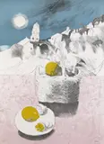 Basket of Lemons, 1971 Signed and numbered 3/70 Lithograph in colours 75 x 55cm Provenance: Bohun Gallery, Henley-on-Thames, 31st October 15, No by Mary Fedden, Lithograph in colours, sold Nov 2017