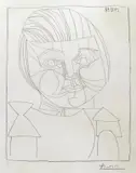 Portrait of Paloma by Pablo Picasso, Chalk drawn lithograph in black ink Drawn on zinc at Vallauris December, sold Nov 2017