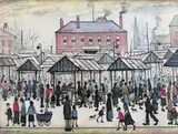 Market scene, Northern town Signed Limited edition print 46 x 60cm- by L. S. Lowry, print, sold Nov 2017