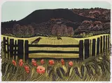 Harvesting near Glyndebourne, Sussex (No.1) Signed, titled and numbered 37/50 Linocut 48 x 65cm ++Good condition - by Robert Tavener, Linocut, sold Nov 2017