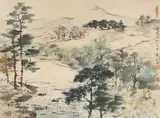 SCOTTISH LAKESIDE SCENE 1958 Ink and pigments on paper by Zhang Qian Ying, Ink and pigments on paper, offered Nov 2017