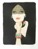 La Violette (Woman in a Black Veil), 1988 lithograph on paper signed in pencil, numbered 208/300, 685 x 54cm by René Gruau, lithograph on paper, sold Oct 2017