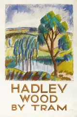 Hadley Wood by Tram, 1924 lithograph on paper published by Vincent Brookes, mounted on paper signed and dated in the print, 76 x 50.5cm by Edward McKnight Kauffer, Wood by Tram, sold Oct 2017