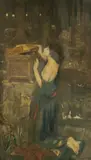 Pandora, 1896 a colour print published by the Fine Arts Publishing Co by John William Waterhouse, print, sold Oct 2017