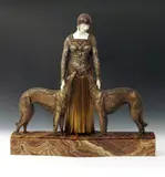 Friends Forever (Les Amis de Toujours) a large cold painted bronze and ivory figure, on veined marble base signed Chiparus to marble base 64cm by Demetre Chiparus, bronze and ivory, sold Oct 2017