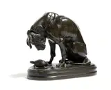 A 19th century bronze group of a hound dog studying a tortoise by Henri Alfred Jacquemart, bronze, sold Oct 2017