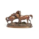 large bronze model of two horses L'Accolade by Pierre-Jules Mêne, bronze, sold Feb 2013