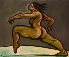 Woman dancing by Peter Howson, oil on canvas, sold Nov 2013