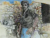 Cretan Shepherd by John Craxton, pencil, wash, gouache and pastel, sold Nov 2013