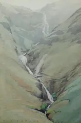 A hillside stream by William Heaton Cooper, watercolour, sold Nov 2013