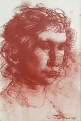 Head study by Pietro Annigoni, red chalk, sold Nov 2013