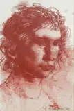 Head study by Pietro Annigoni, red chalk, sold Nov 2013