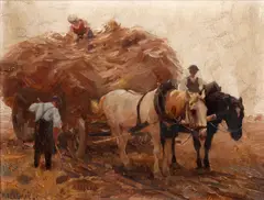 The hay cart by Max Bergmann, oil on panel, sold Nov 2013