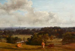 Cattle grazing in the grounds of Stoneleigh Park by Thomas Baker, oil on panel, sold Nov 2013